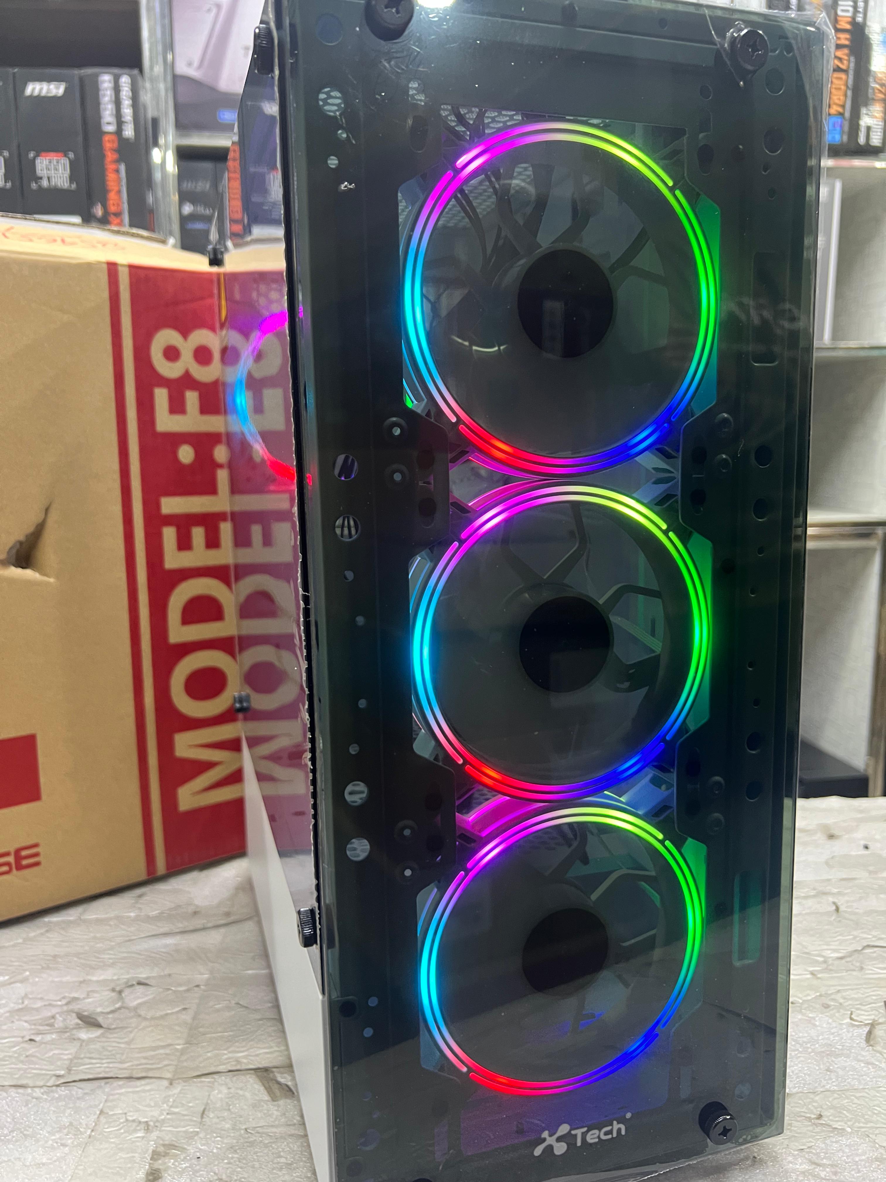 Xtech Casing F8 mid Tower white with 4 Rgb Fans Xtech Casing F8 mid Tower white with 4 Rgb Fans